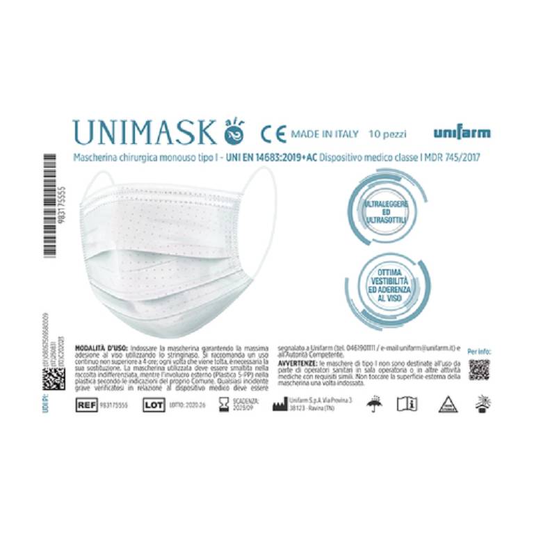 UNIMASK AIR MAS CHIR 1 10PZ